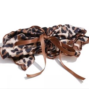 New Untamed Leopard Satin Bow Hair Claw Clip